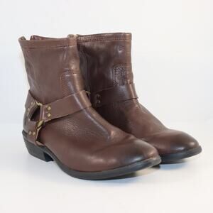 Frye Phillip Harness Short Boots Size 4Y‎ (Women’s 6) Brown Leather Moto Style